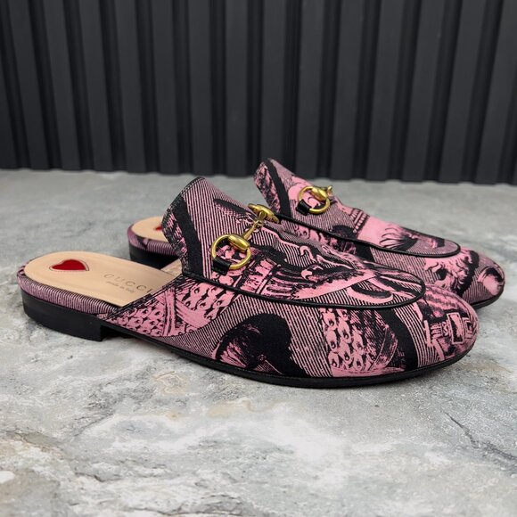 Gucci Princetown ST Romain Horsebit Satin Mule Slippers Fabric 6.5 US 36.5 EUR - Picture 6 of 13